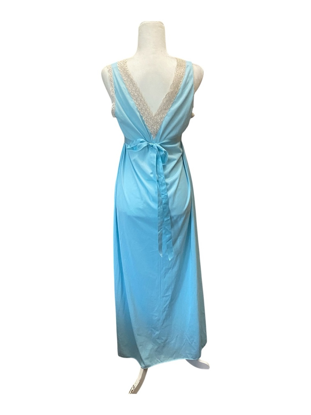 Vanity Fair Womens Vintage Baby Blue Lace Long Nightgown - Picture 5 of 8